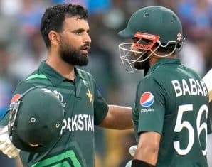 Fakhar Zaman during action for Pakistan