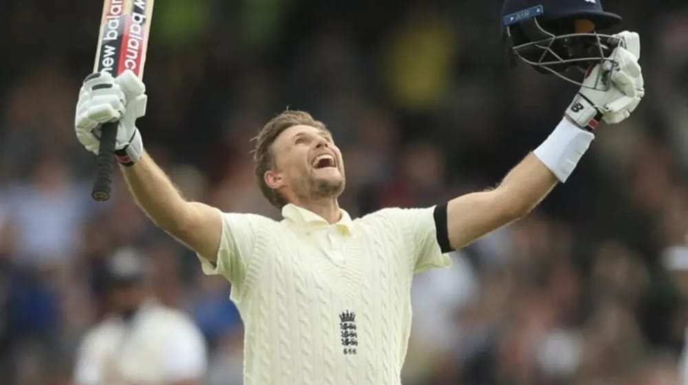Joe Root celebrates scoring a century during a test series