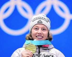 Laura Dahlmeier after an Olympic event