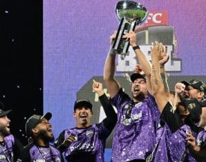 Hurricanes celebrating their Big Bash League title