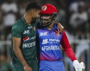 Rashid Khan during a Pakistan Afghanistan match