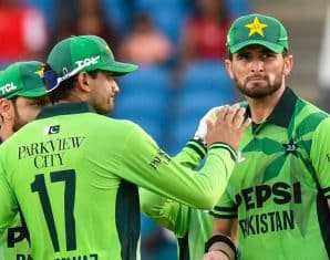 Shaheen Shah Afridi during the first ODI against West Indies