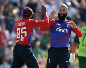 Moeen Ali after taking a wicket