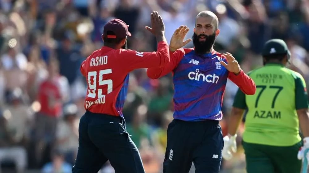 Moeen Ali after taking a wicket