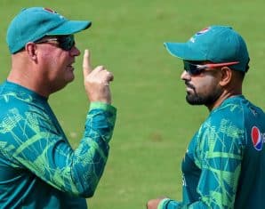 Mickey Arthur and Babar Azam during his tenure with Pakistan