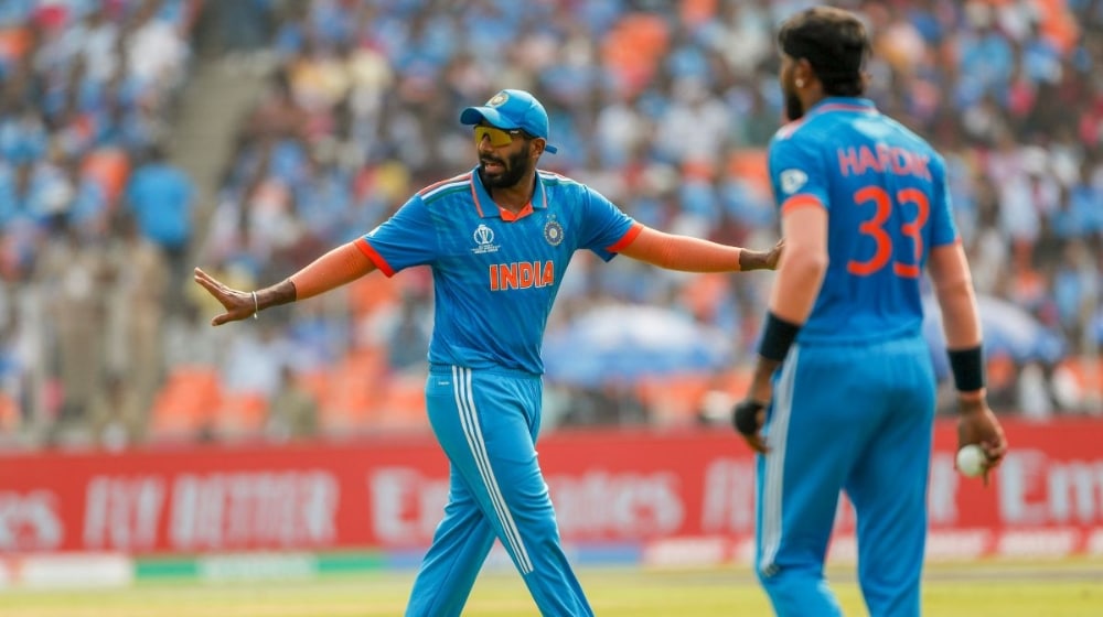 Hardik Pandya and Bumrah during a game