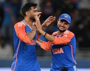 Axar Patel during the 2025 Asia Cup match