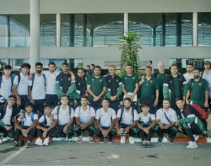 Pakistan team for u23 Asian Cup Qualifiers poses for a photo without Umair Arooj