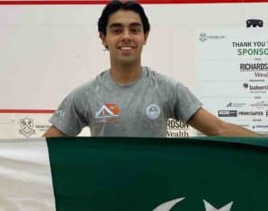 Ashab Irfan after winning another PSA title