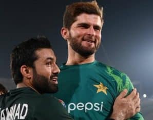 Shaheen Afridi with the current ODI Captain of Pakistan Mohammad Rizwan