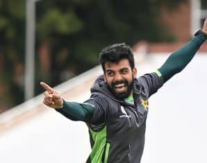 Shadab Khan during a practice session
