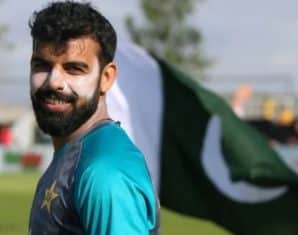 Shadab Khan during a training session