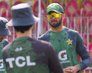 Shaheen Afridi during a training session