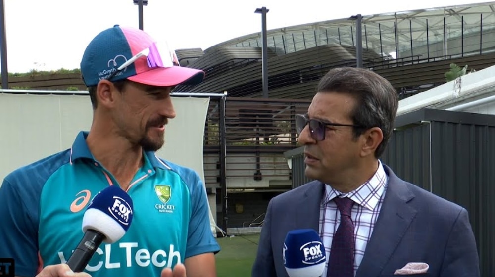 Mitchell Starc with Wasim Akram