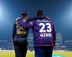 Azam Khan and Babar Azam during a PSL match
