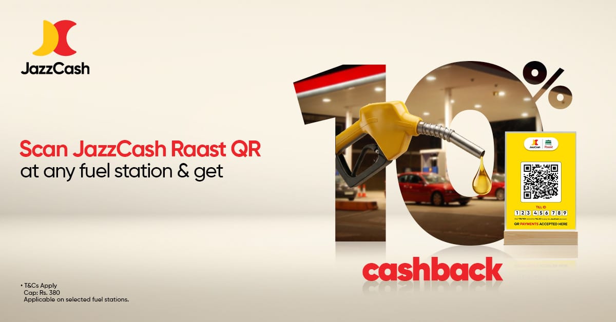 JazzCash 10% fuel cashback offer banner
