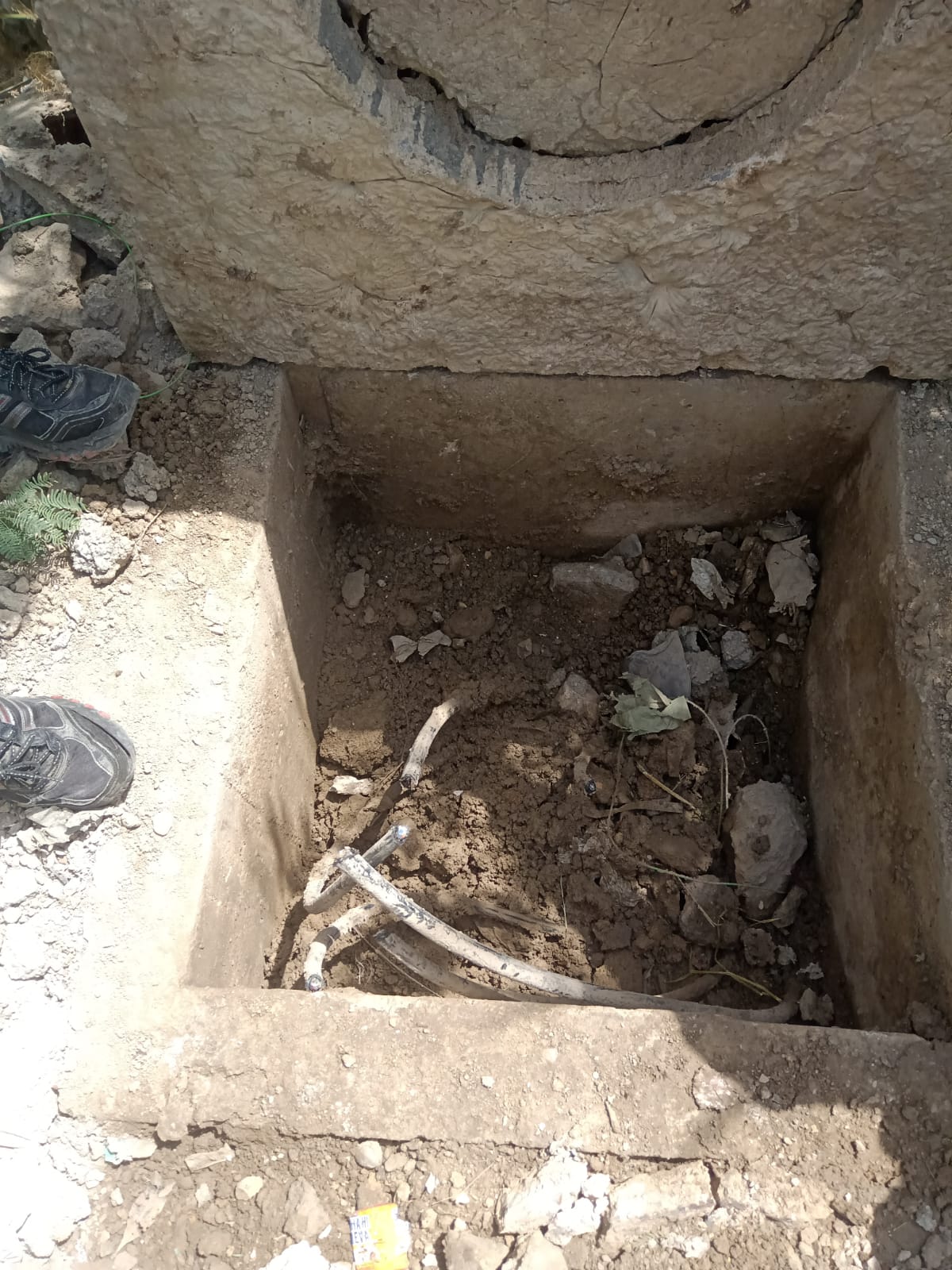 Severed fiber optic cables underground